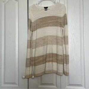Striped Sweater by Calvin Klein- Cream and Tan